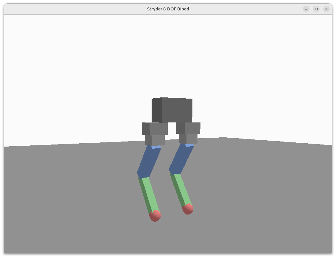 stryder 8-DOF bipedal robot simulation